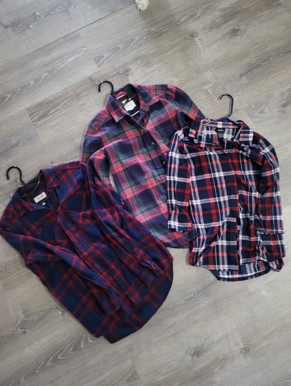 Flannel plaid set of 3 button down tops shirts